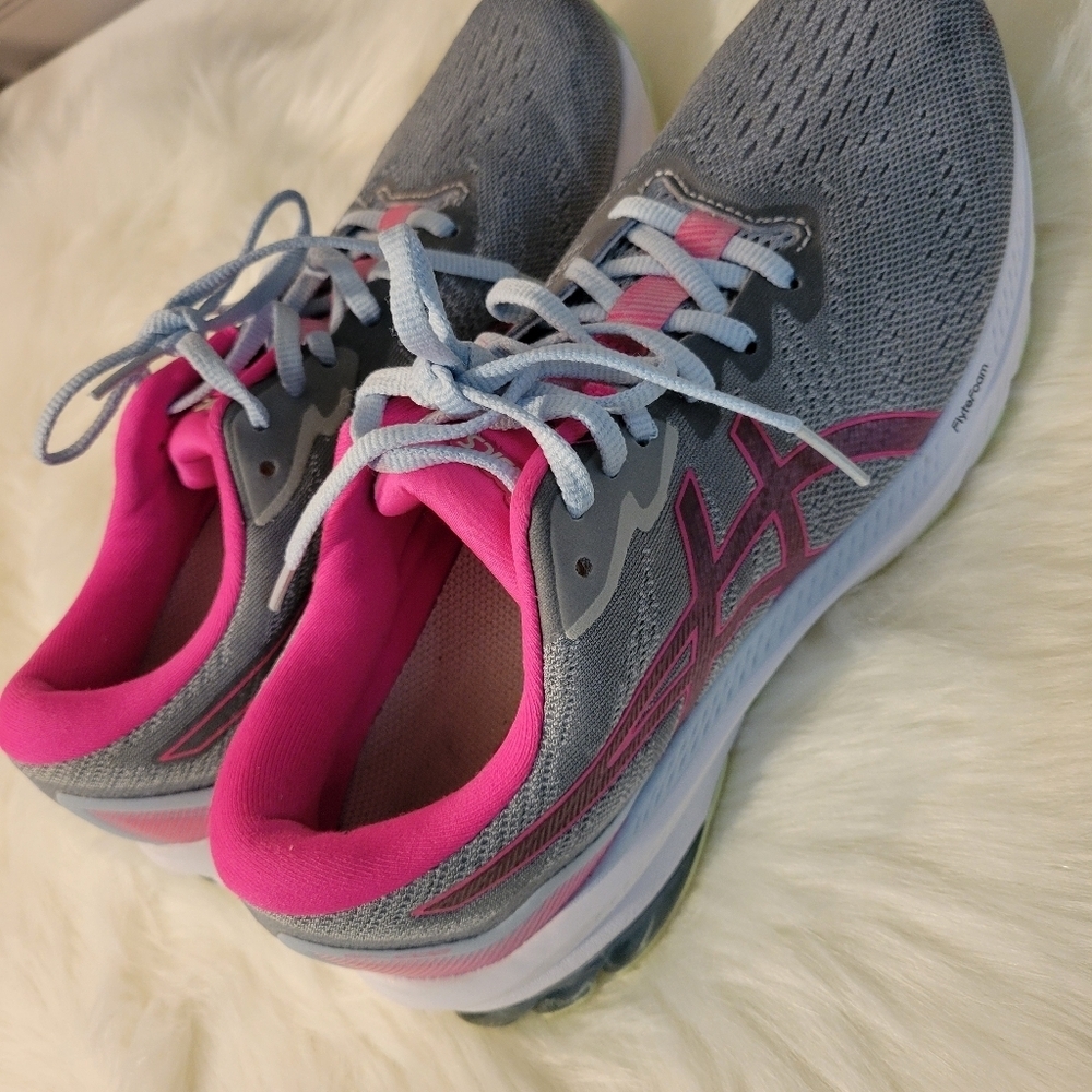 ASICS Women's Gray and Pink Running Shoes